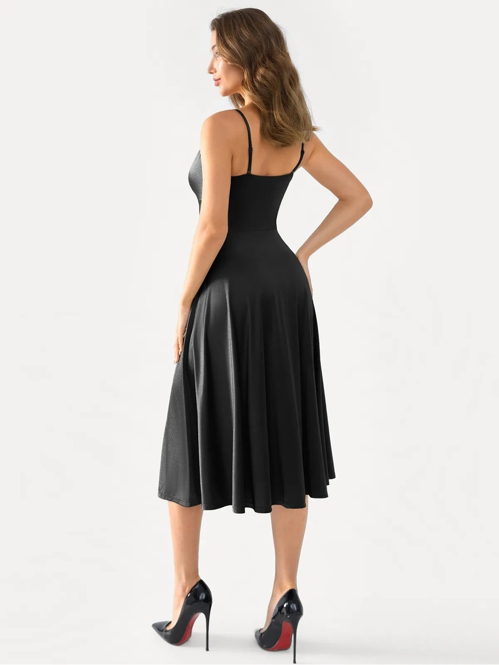 NWT Popilush Shapewear Strappy Cowl Neck Fit & Flare Midi Dress XXL - Picture 5 of 14